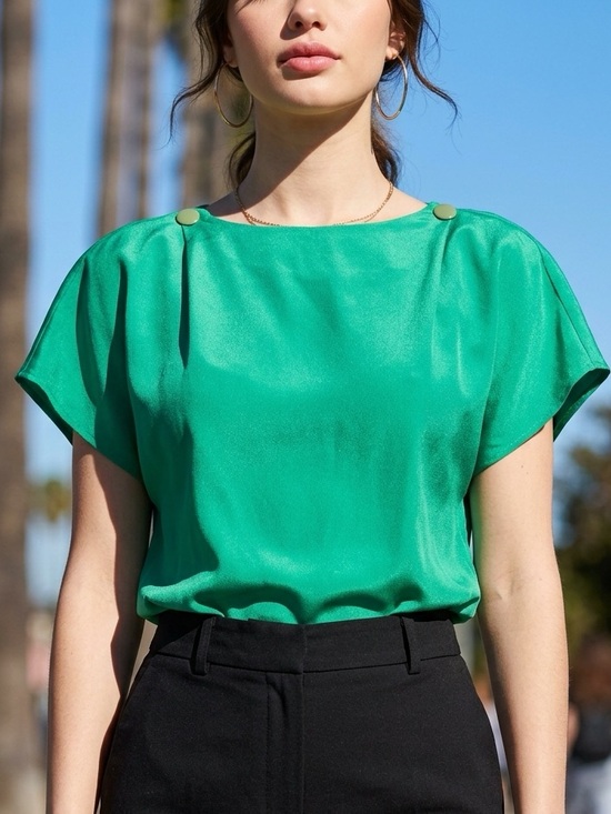 Anne Klein Tops - Vintage 80s Anne Klein II Emerald Green Draped Blouse